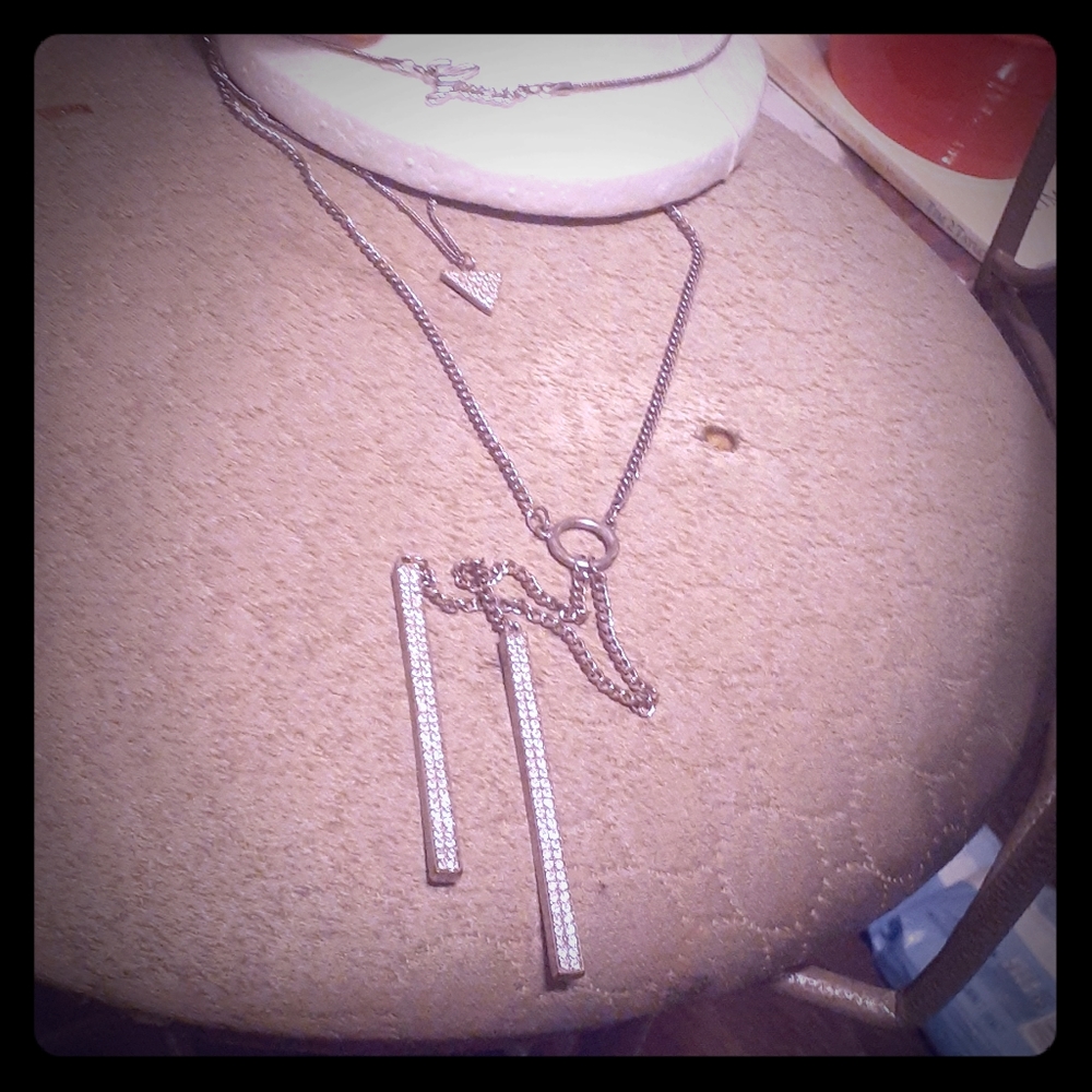 Silver three layered necklace by guess
